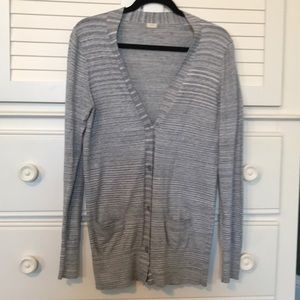 J crew grey stripped cardigan